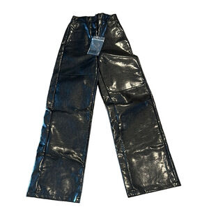 Maison Martin Margiela MM6 Black Highwaisted Vegan Leather Tunnel Pants
